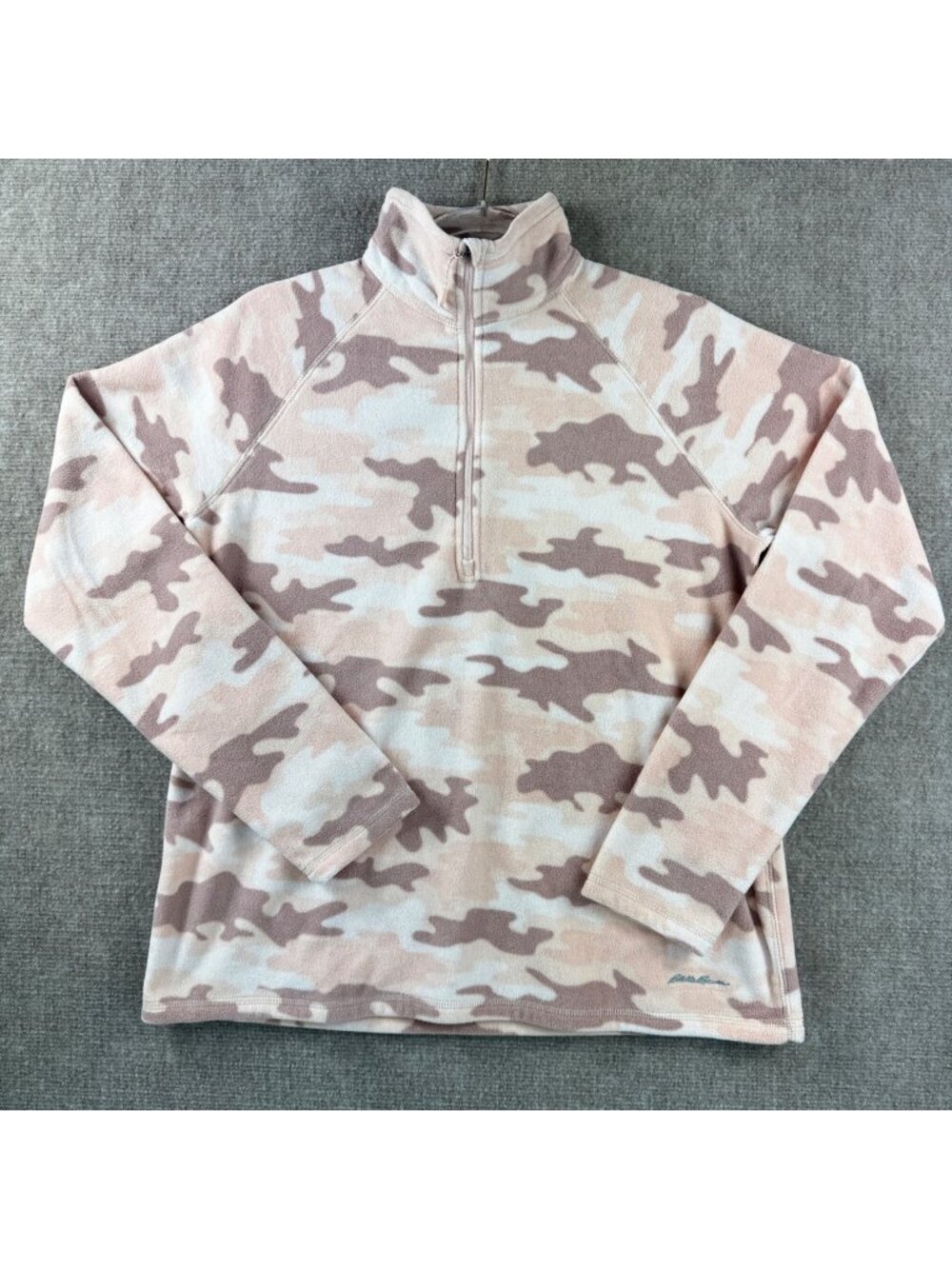 Eddie Bauer 1/4 Zip Fleece Pullover Womens L Camo Pink Gorpcore Cabincore Casual